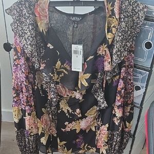 Lauren Ralph Lauren Black Multicolor Floral Blouse